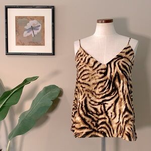 NWT Socialite Tiger Stripes Print Cami, Adjustable Straps, Brown/Tan/Cream